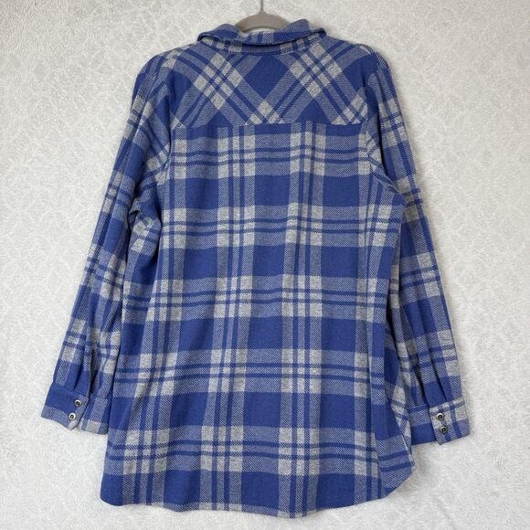 Soft Surroundings Flannel Tunic Womens XL Petite Blue Plaid Cozy Cabin 1/2 Zip - Picture 5 of 10